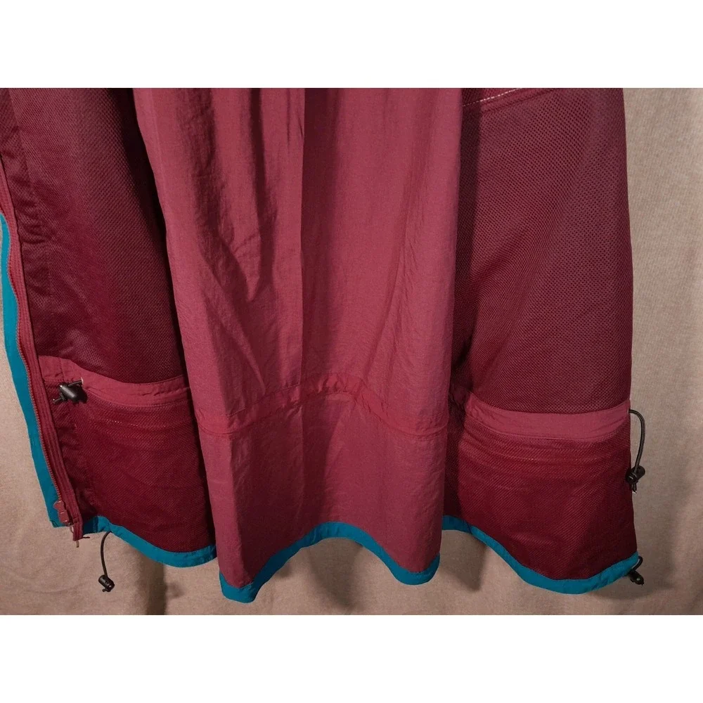 Timberland Rain Jacket Mens Burgundy Teal XL Vintage 90s Weathergear Hooded Coat